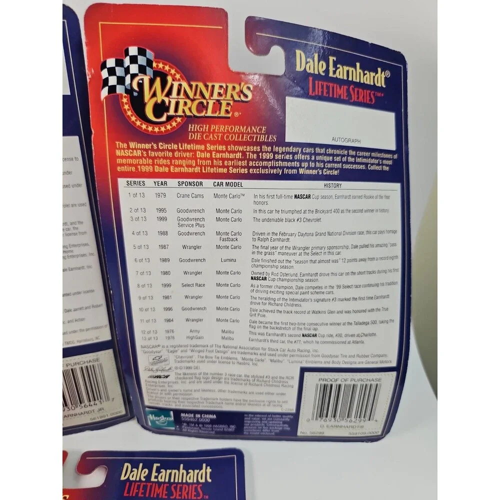 Lot of 3 Dale Earnhardt #3 Winners Circle 1:64 50th Lifetime Series NASCAR 1998